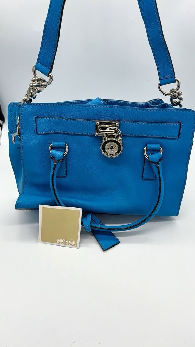 MICHAEL Michael Kors Blue Leather Medium Hamilton East West Tote